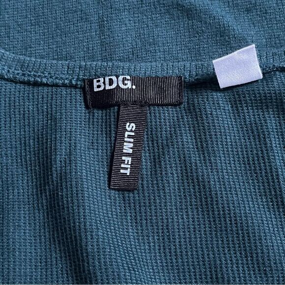 BDG Slim Fit Thermal V-Neck Long Sleeve Top Green Size XS - Picture 7 of 10